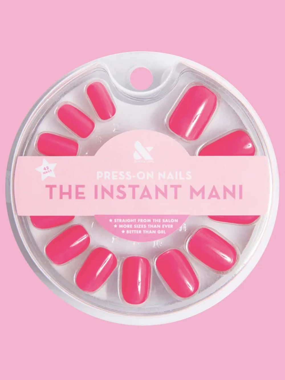 Olive & June Short Squoval Hot Strawberry Neon Pink Press On Nails